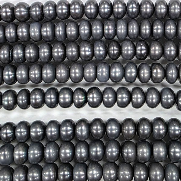FRESHWATER PEARL RONDELLE 8-9MM GRAY
